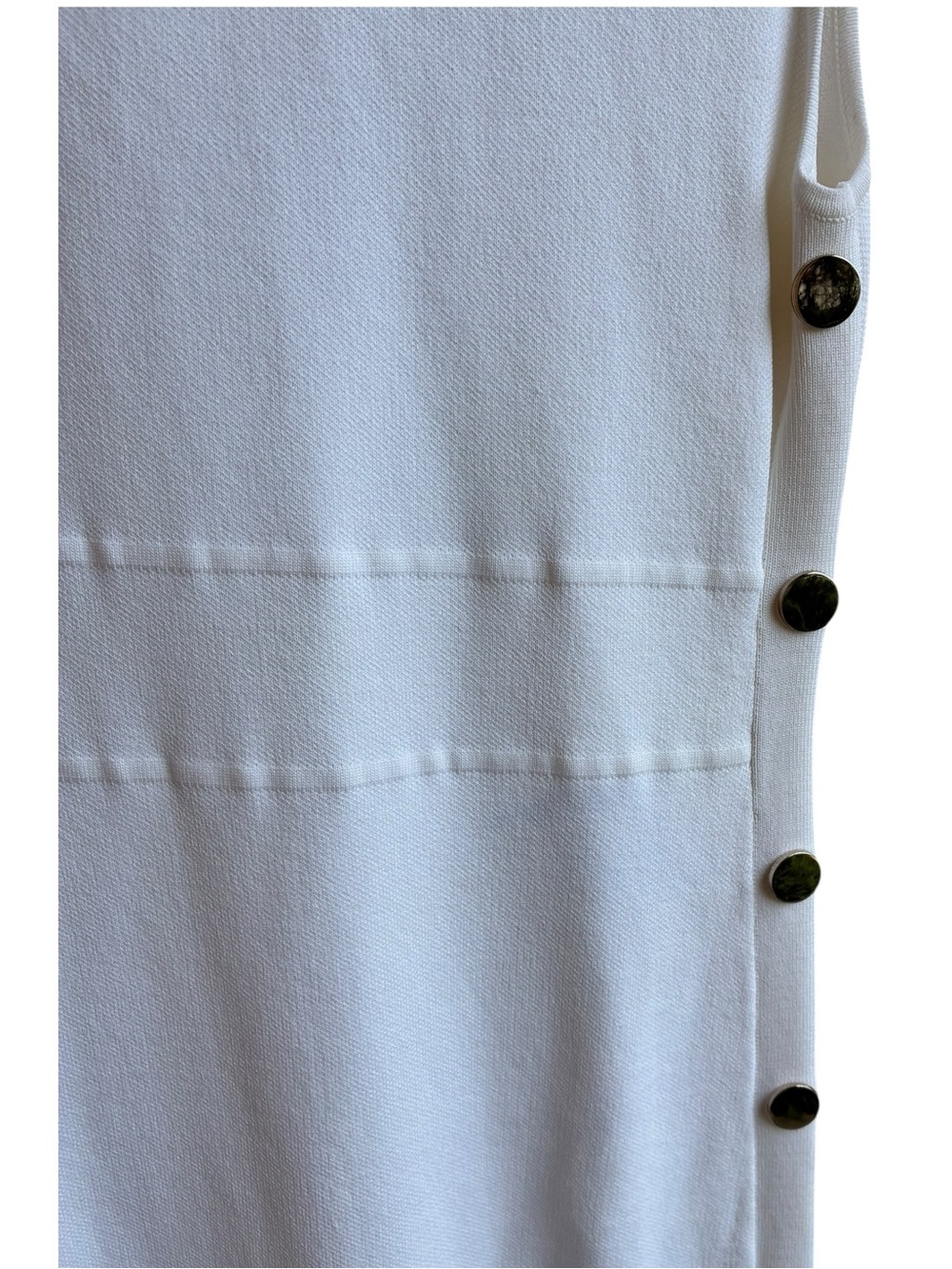 New York & Company White Knit Midi Dress Size Small Gold Button Elegant Casual - Picture 8 of 15